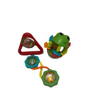 Baby Toy Lot Rattles Lot of 3 Infantino Flip Flop Frog Red Triangle Bright Start